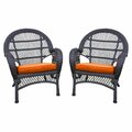 Jeco W00208-C-4-FS016-CS Espresso Wicker Chair with Orange Cushion, 4PK W00208-C_4-FS016-CS